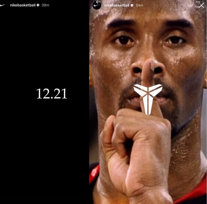 A screenshot of Nike's Instagram story picturing Kobe Bryant.